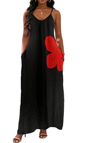 Image of vunahzma Womens Casual Fashion Sleeveless Plus Size Loose Long Sexy Maxi Dress with Pockets