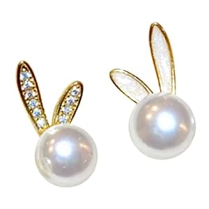Boucles d ' oreilles de lapin florales délicates avec perles d ' imitation, bijoux de Pâques tendance pour femmes, de vacances à la mode, boucles d ' oreilles de lapin pour femmes