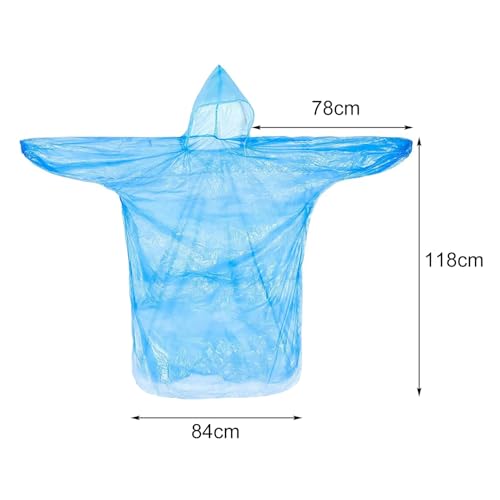 Regenponchos mit Kapuze, Regenponchos für Transparent blau, Wiederverwendbare Regenmäntel, Für Festivals, Konzert, Wandern, Damen, Herren Einheitsgröße, Blau