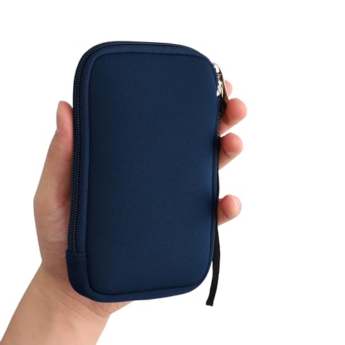 Image of kwmobile Carrying Case Compatible with Nintendo 3DS XL - Neoprene Console Pouch with Zipper - Navy Blue