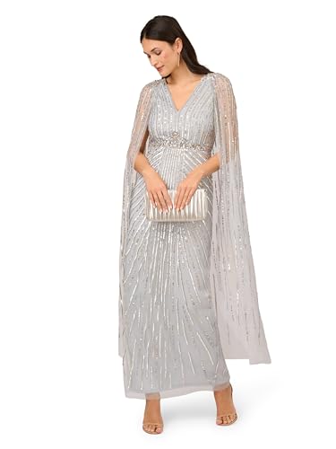 Adrianna Papell Women's Beaded Cape Gown4