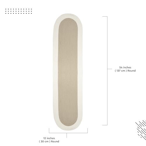Image of Encasa XO Table Runner for 4 Seater | Handmade Ribbed Style Cotton | 30x137 cm | Beige & Off White | for Dining & Center Table