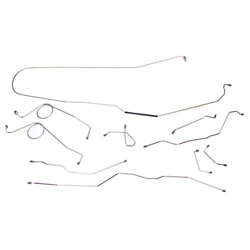 Inline Tube Replacement For 1971 1/2-75 Ford Bronco 4Wd Dana 44 Front Axle Manual Drum Complete Brake Line Kit 10Pc, Stainless #TOP14