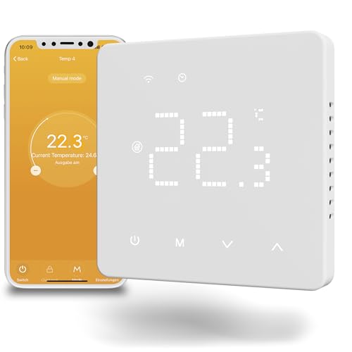 Beok Thermostat pour Chauffage au Sol Electrique,Thermostat Intelligent WiFi Thermostats d'ambiance programmables avec sonde Compatible avec Alexa et Google...