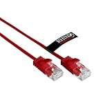 rhinocables Slim CAT 6 High-Speed Gigabit Ethernet Cable - Patch Network Lead for LAN| Snagless UTP Design, LSZH Jacket | RJ45 Connector for Internet, Router, Modem, Smart TV, PC & More (0.25m, Red)