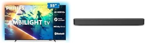 Smart TV Philips 55PUG8100/78 55 4K + Soundbar TAB4000 — Ambilight, Bluetooth, HDMI ARC