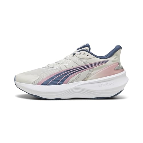 Image of Puma Unisex-Adult Feather Gray-Poised Pink-Dark Indigo Running Shoe