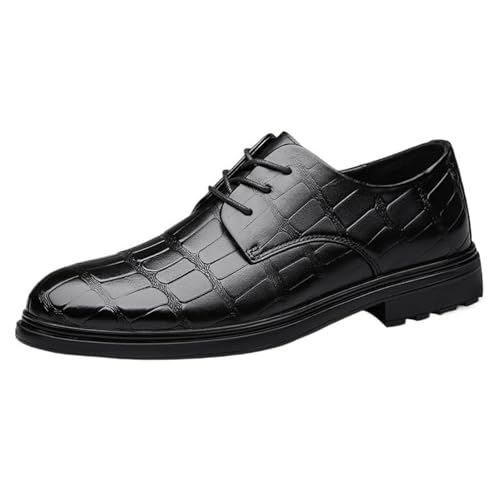 YZABEL Men's Lace-ups Formal Dress Shoes Fashion Classic Lace Up Low Top Leather Dress ShoesBusiness Casual Oxford Trendy Plaid Upper Tuxedo Shoes for Men