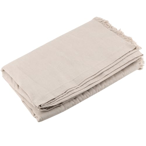 MUKCHAP Tela de lino lisa de 150 cm de ancho, 400 cm de largo, color blanco natural, ideal para manualidades y decoraciones