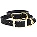 Handmade Personalized Spiked Bridle Leather Dog Collar, Gold/Brass Tone Spike Rivets, Embossed Name (Black)
