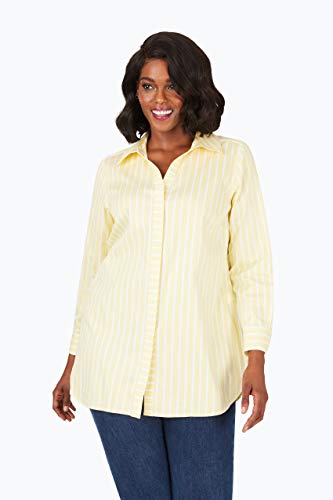 Foxcroft Women's Plus Size Button Front Shirt, Sunbeam, 18W