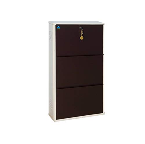 Image of DELITE KOM 20 Inch Wide, 3 Shelf Metal Shoe Rack Wall Mounted for Home with Central Lock | Holds Upto 8 Shoes or 12 Slippers Pair | 1 Year Warranty | (41 x 20 x 5, Ivory Coffee) | DIY | Space Saving