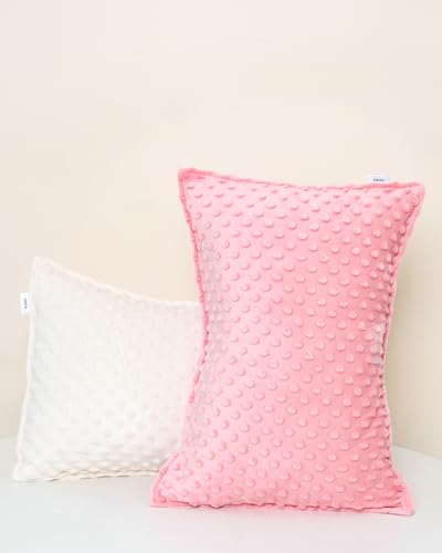 Image of ALVABABY Toddler Pillowcase Kids Pillow Cover Bean Velvet Soft Warm 2 Pack Fit 13 inchx 18 inch or 12 inchx16 inch Envelope for Girl Boy Travel Pink