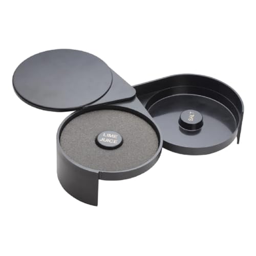 Soro Essentials- 2-Tier Glass Rimmer Black Color Plastic- Margarita Salter Rimmer Dish for Cocktails Bar Salt Sugar Lime Juice Rimmer Bar Accessories Bartender Tool for Margarita Bloody Marys Gimlets