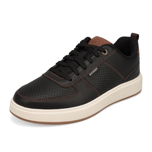 DOCKERS Mens Overtime Laser Casual Lace Up Sneaker, Black/British Tan, 11 W