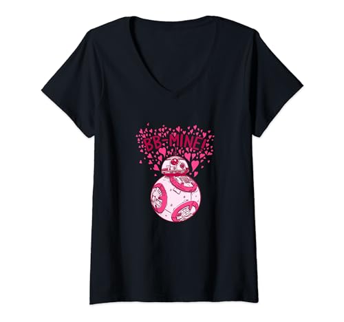 T-shirt Star Wars BB-8 femme col V graphique geek amour Saint-Valentin