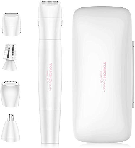 Electric Epilators Kit for Women by TOUCHBeauty, 4 in 1 Face Nose Hair Eyebrow Bikini Trimmer for Skin, Cordless with Portable Case Battery Powered