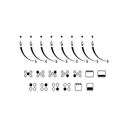 MANWU 2 Sets Flame Indicators Ring Stove Sticker Decal Label for Burner cooktop hob Cooker top Markings Oven Replacement Adhesive knob Symbols (Black Print for Silver, White or Light Coloured Stove)
