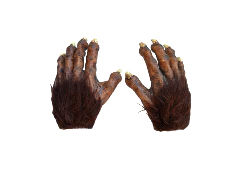 Ghoulish Productions Wolf Hand Deluxe Accessory. Brown Latex Hands Wolf, Wolf Fur Hands, Fur Wolf Gloves Brown. Werewolves Line. One Size Latex Mask