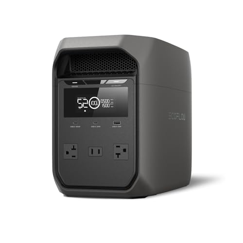 EcoFlow DELTA 3 Classic ポータブル電源 1024Wh 大容量 ぽーたぶる電源 定格出力1500W リン酸鉄リチウムイオン ポータブルバッテリー 6出力ポート搭載 10年長寿命 アプリ操作可能 停電対策に最適 キャンプ 防災 車中泊 家庭用 アウトドア用 防災グッズ エコフロー ブラック色