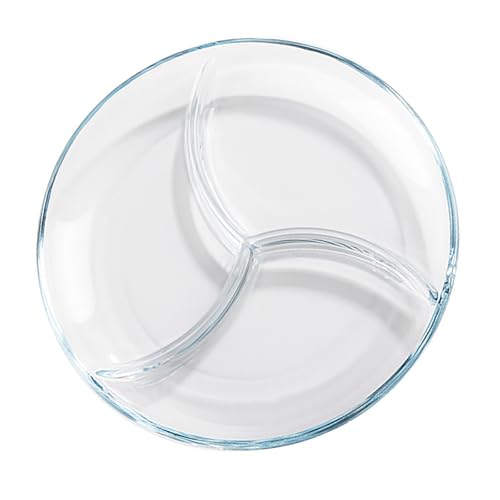 Generisch Assiette de service en verre, assiette à collation avec compartiments, bol à bonbons, assiette de menu pour adultes et enfants
