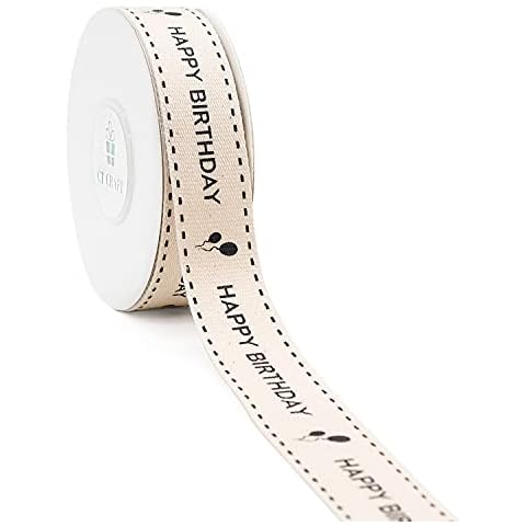 CT CRAFT LLC Cotton Ribbon with Black Birthday - 7/8" (21mm) x 10 Yards Cover