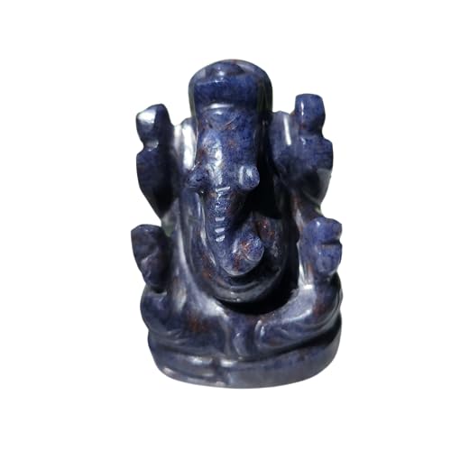 Image of SOULWISE Natural Blue Aventurine Lord Ganesha Idol 6 cm Crystal Ganesh Murti for Home Temple Feng Shui Vastu Spiritual Decor Meditation Altar Ganpati Statue Gift