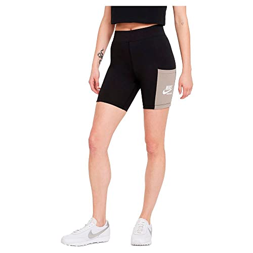 Nike DD5704 W NSW HR Bike Short HTG Leggings Donna Black/Moon Fossil/White XS
