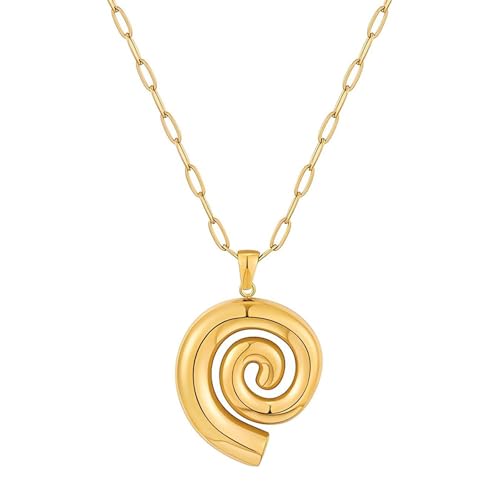 ZORESCOLEO Beach Jewelry - Collar con colgante de caracola en espiral, impermeable, de acero inoxidable, a la moda