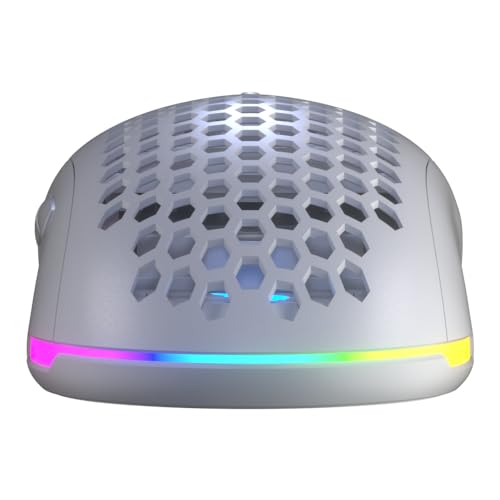 Mouse Gamer Fallen Pantera Pro Wireless Sem Fio Branco Com Led Rgb