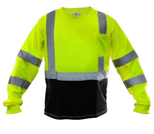 Fierce Safety LN200GB Class 3 Green Moisture Wicking Long Sleeve Shirt with Chest Pocket (X-Large)