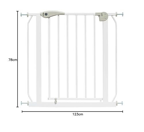 IB STYLE Treppenschutzgitter für Babys Berrin - Türschutzgitter, 90° Stop, Kinder Schutzgitter, Ohne Bohren, Weiß, 120-130 cm