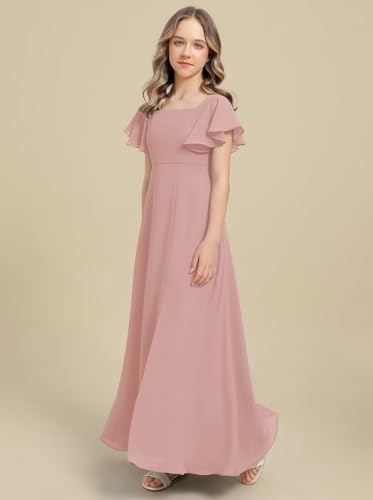 Junior Bridesmaid Dresses Floor-Length Formal Dresses Chiffon Flower Girls Dresses for Wedding Party Gown4