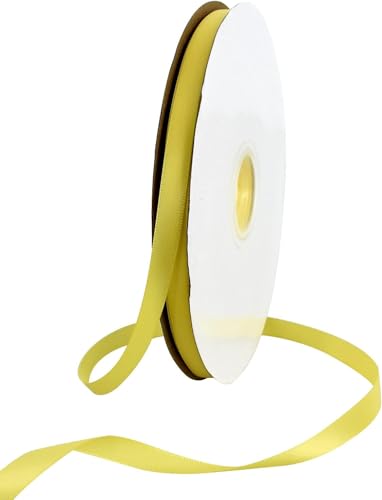TONIFUL 3/8 Inch x 100yds Lemon Light Yellow Satin Ribbon Thin Solid Fabric Ribbons Roll for Gift Wrapping Invitation Floral Hair Balloons Craft Sewing Party Wedding Decoration Valentines Day Bouquet