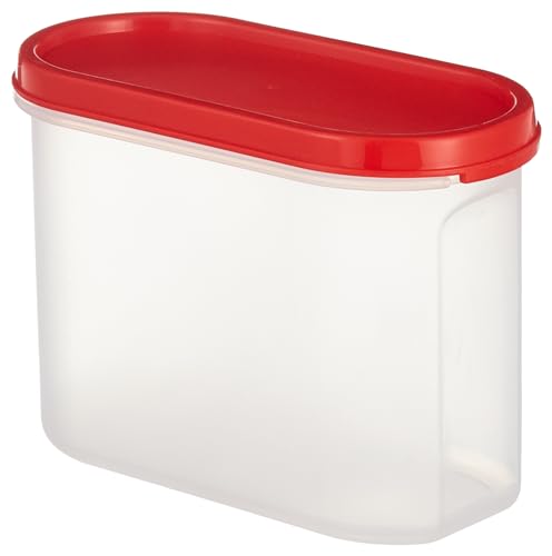Image of Amazon Brand - Solimo Antimicrobial Modular Plastic Storage Containers with Lid (1200 ml each) | Stackable | BPA-Free |Microwave Safe |Multipurpose Use for Snacks, Spices, & more(Set of 2) (Light Red)