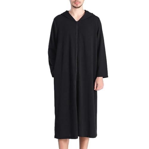 Peignoir à capuche en coton doux et manches longues : élégance classique pour homme