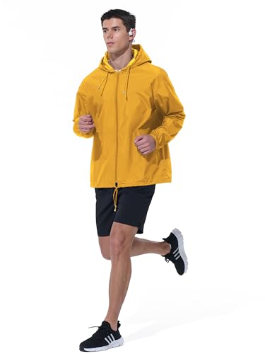 Image of UIQUR Mens Rain Jacket Raincoat Windbreaker Running Waterproof Lightweight Packable with Hood Travel Hiking Cycling