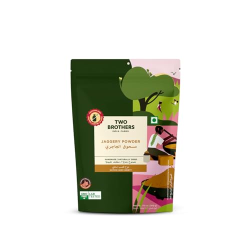 Jaggery Powder with No Sulphur, No Chemicals | Best Alternative of Sugar | Natural Sweetener | For Tea,Coffee 17.6 Oz from Two Brothers Organic Farms