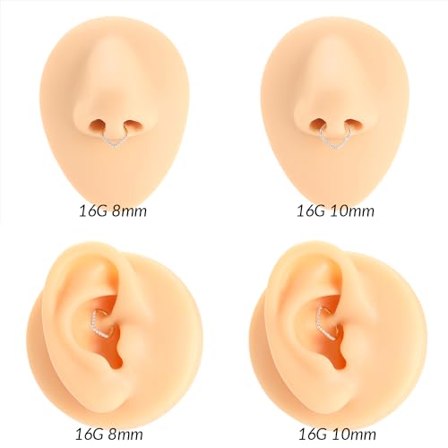 FUNLMO 14K Solid Gold Clear Cube Zircon Teardrop Septum Daith Jewelry Nose Ring Hoop Yellow Gold Cartilage Earring Tragus Helix Rook Daith Conch Piercing Jewelry 16G 8mm 10mm3