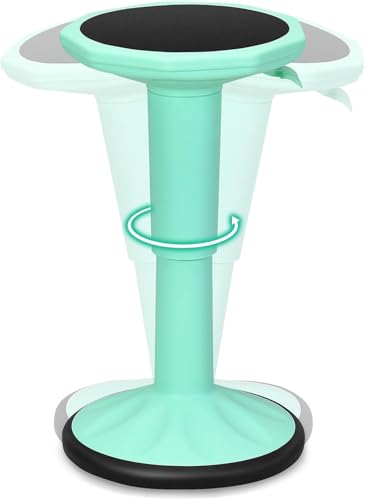 Image of HOMGX Adjustable Wobble Stool, Active Motion Wiggle Chair, Flexible Seating with Stable Anti Slip Base and Cushion for Classroom Home Office Kids & Adults, 16.5-24 Inch Height, Mint Green