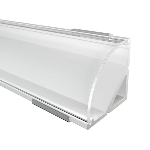 Alumino Profilo in alluminio a LED bianco, 200 cm, profilo angolare, copertura trasparente, per strisce LED da 12 mm, 2 m, Weser