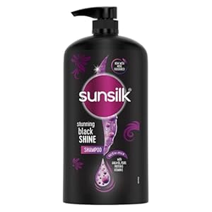 Sunsilk Black Shine, Shampoo, 1L, for Shiny, Moisturised & Fuller Hair, with Amla + Oil & Pearl Protein, Paraben-Free