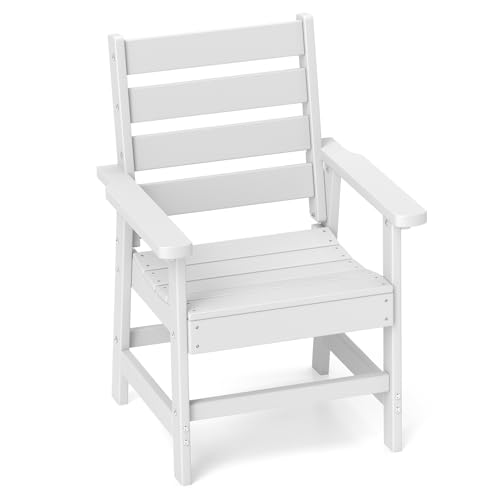 Image of GREENVINES Outdoor Dining Chair | HDPE | Patio Chairs | All-Weather | White | Spacious Seat | Heavy Duty Patio Furniture | All Weather | Waterproof | Low Maintenance for Deck Garden & Backyard