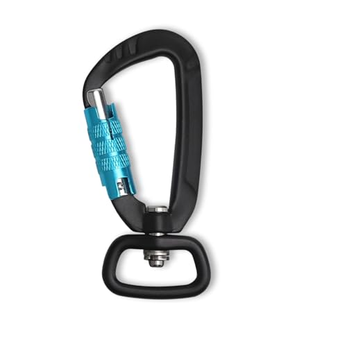 fKiZanthene Mosquetón de aluminio con articulación giratoria, mosquetón grande para correa de perro y uso al aire libre, mosquetón resistente con gancho de resorte para mochila, accesorios y uso