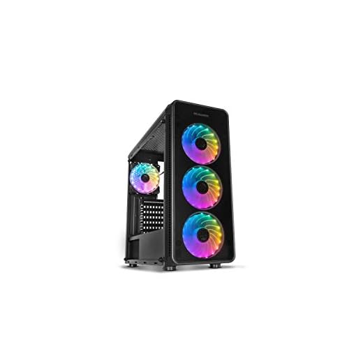 Nox Hummer TGM -NXHUMMERTGM- Caja ARGB ATX - Micro ATX-ITX, 4 ventiladores ARGB 120mm preinstalados, cristal templado, espacio para hasta 6 ventiladores, USB 3.0, color negro