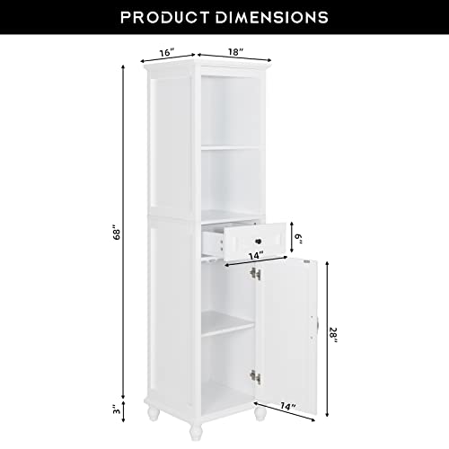 Scurrty Freestanding Storage Cabinet 71 Inch Tall Buffet Cabinet, Kitchen Pantry Storage Cabinet Bathroom Cabinet With 1 Drawer & 1 Door, Organizers For Living Room Bed Room, White #TOP1