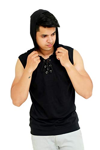 Image of Solid Men Hooded Neck Grey T-Shirt