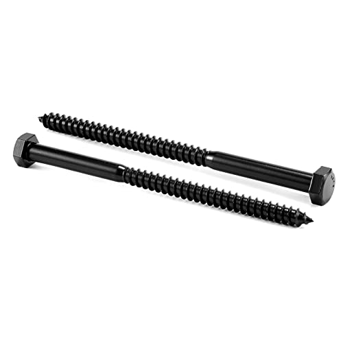 3/8" x 5" Hex Head Lag Screws Bolts 10Pcs 304 Stainless Steel 18-8, Partial Thread, Hexagon Head Wood Screws by Black Oxide by SG TZH