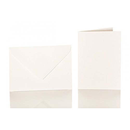Sobres (100 unidades, C5, con solapa triangular, 120 g + 100 tarjetas dobles de 240 g, 150 x 200 mm), color marfil 50