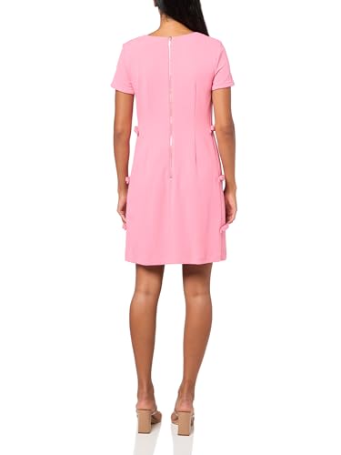 Image of Karl Lagerfeld Women's Short Sleeve Square Neck Bow Embellished Shift Mini Dress